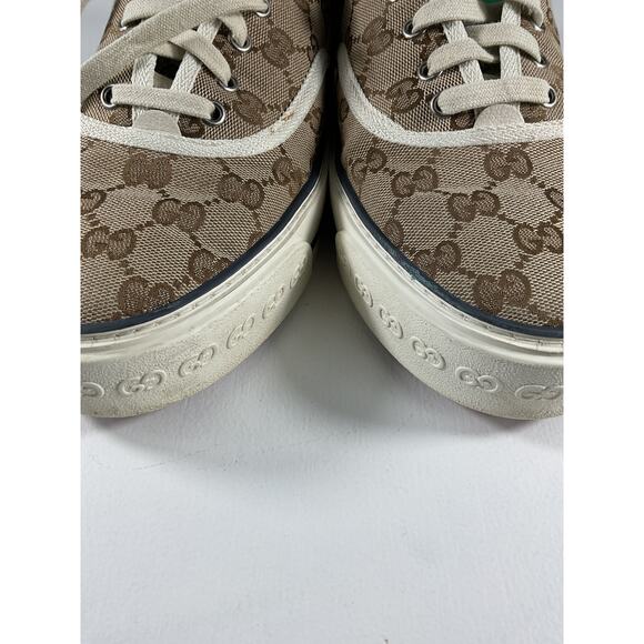 Gucci 'Gg' Brown Textile Tennis Sneakers Size 8 - Picture 15 of 16